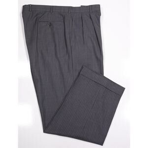 Brooks Brothers Golden Fleece Gray Striped Pleated Wool Dress Pants 38x29